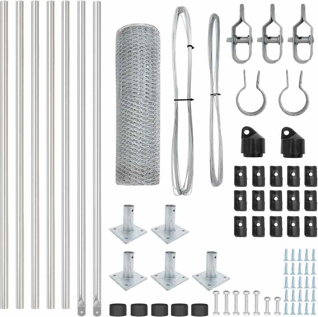 "SALE 2026" Zaunpfosten Silber 10 x 0,4 m (25 mm Netz) Stahl - Metallzäune DE6234312