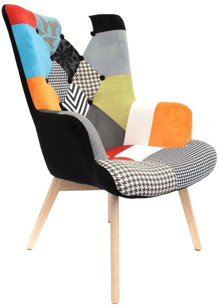 Fauteuil Helsinki Patchwork pour Coin Lecture et Décoration de Bureau - 10