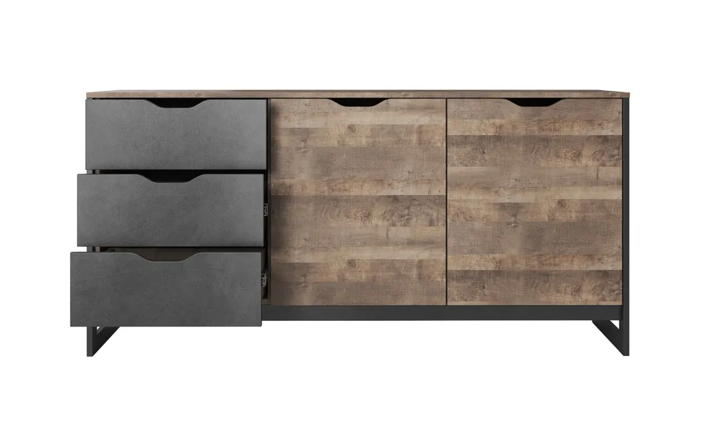 Commode Moderne 161 cm Chêne Sable Finition Mate Haute Qualité - 3