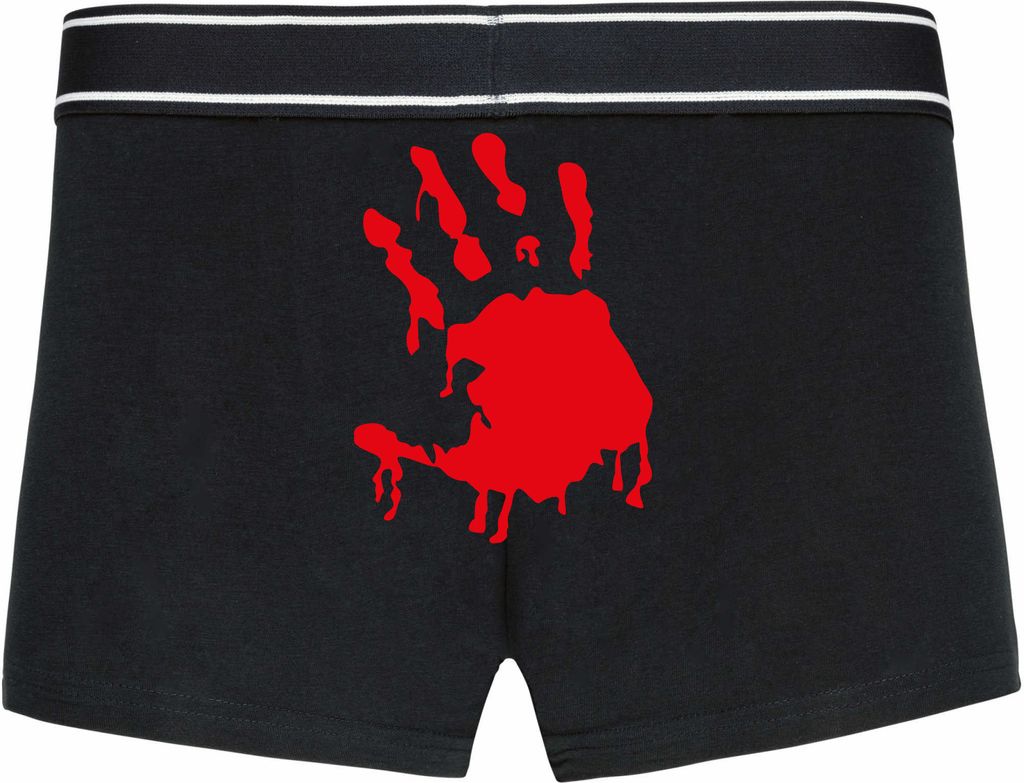 Boxershorts - Mann - Boxer-0037-man-black-h-XXL - schwarz - XXL - hinten - Halloween Hand - lustiges Motiv - Spruch - Unterwäsche - Unterhose - Fr...