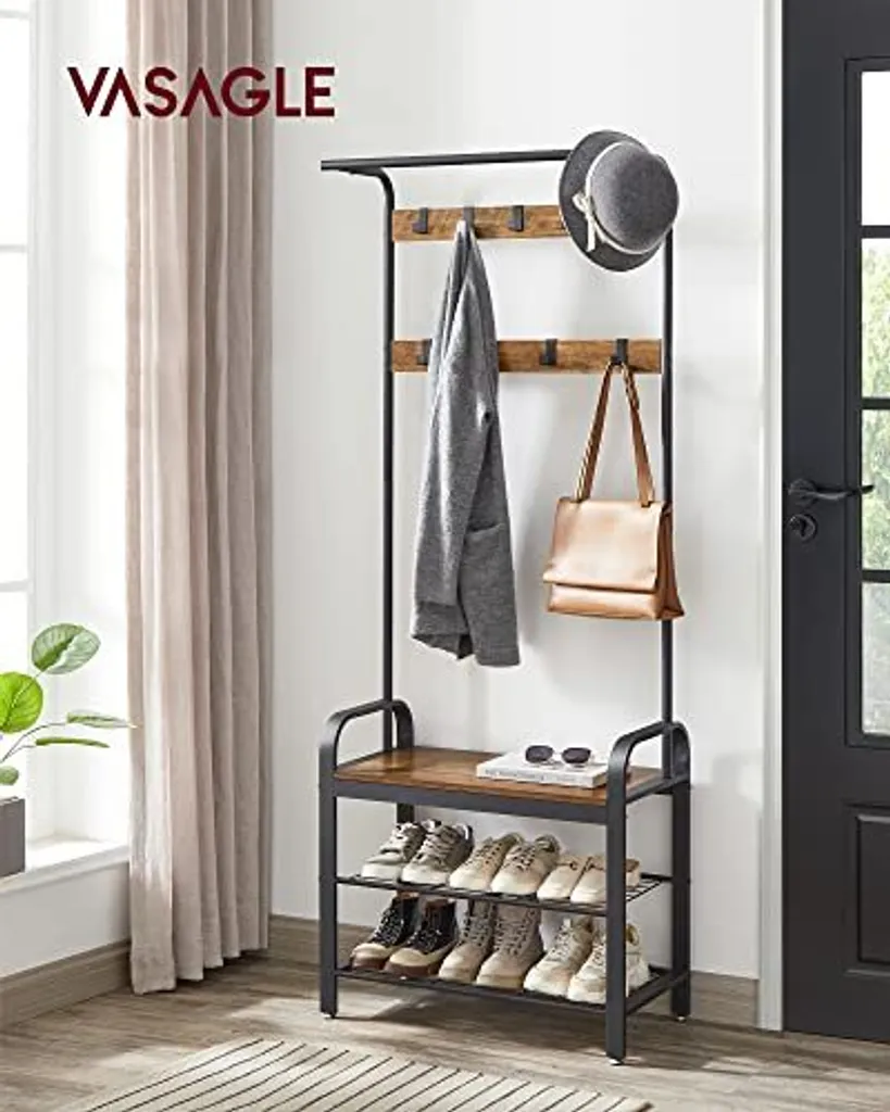 Armoire de placard Jana en bois rustique et métal noir - Meuble robuste
