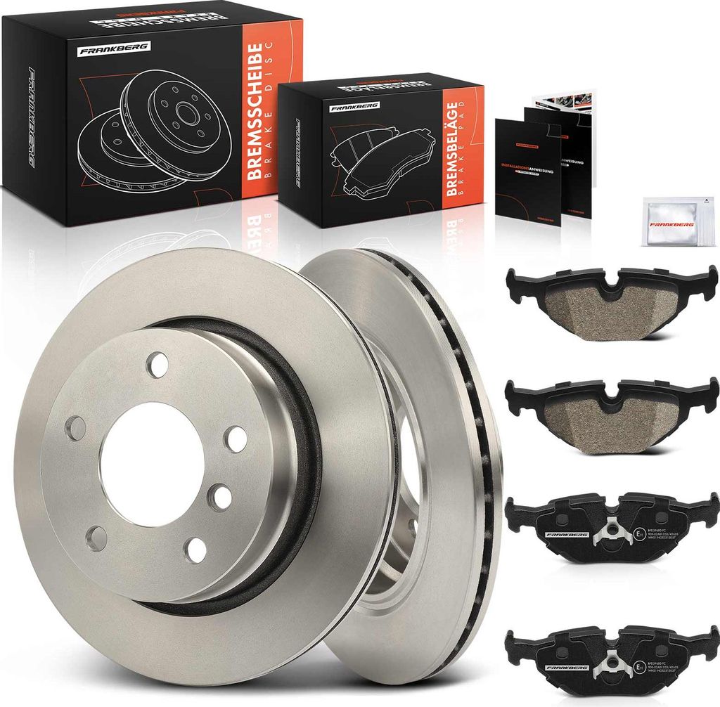Frankberg 2x Bremsscheiben 4x Bremsbeläge Hinterachse für BMW 3er E36 E46 E36 E46 3er Compact 3er E36 E46 E36 E46