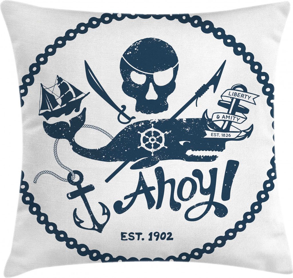 ABAKUHAUS Jahrgang Kissenbezug, Seepiraten-Schädel, Waschbar mit Reißverschluss Kissenhülle mit Farbfesten Klaren Farben Beidseitiger Druck, 40 ...