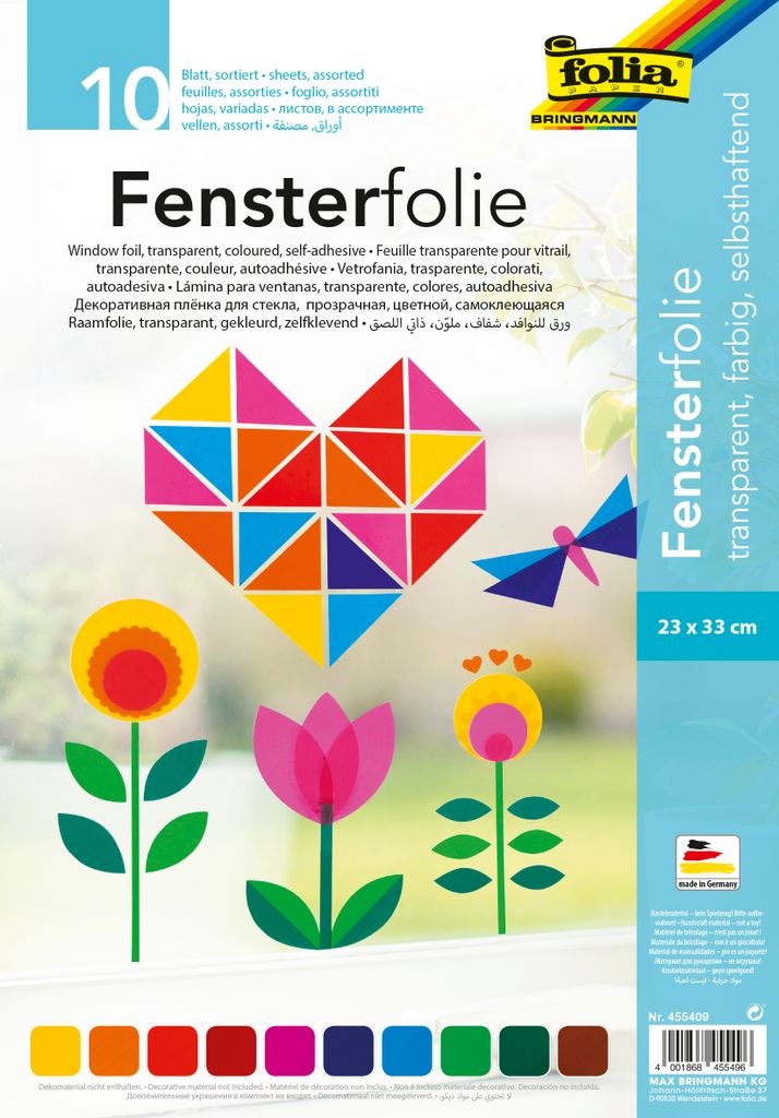 folia Fensterfolie mehrfarbig 10 Blatt