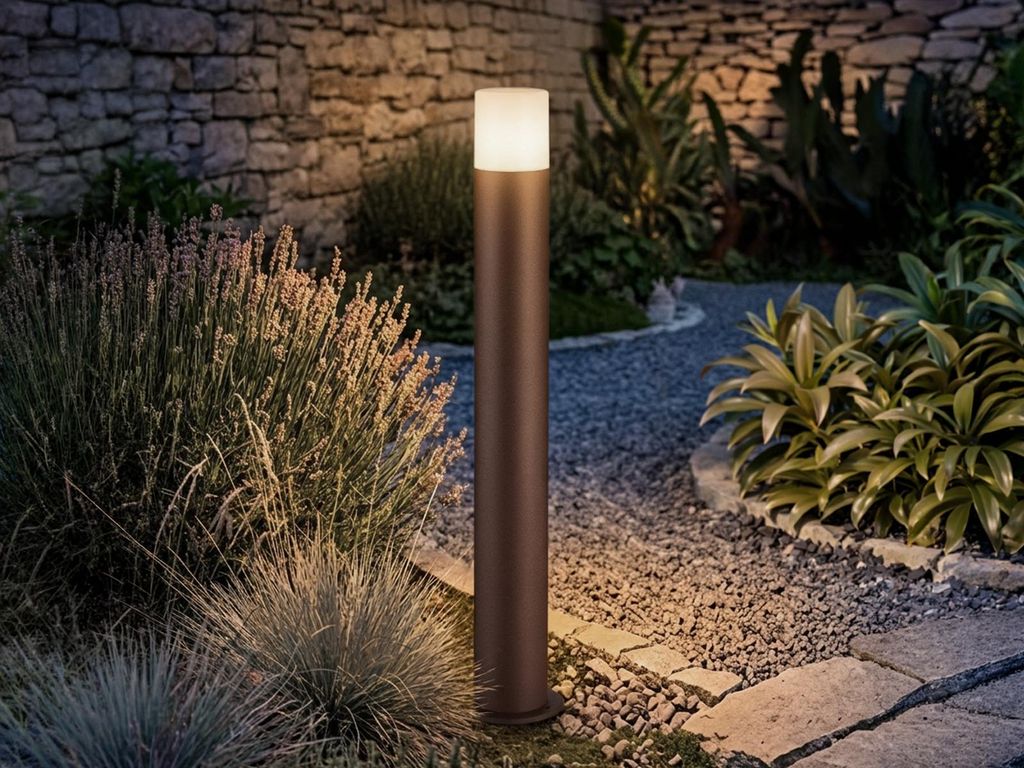 Wegeleuchte Aluminium Rostoptik, E27 Höhe 80cm, Pollerleuchte zur Wegbeleuchtung