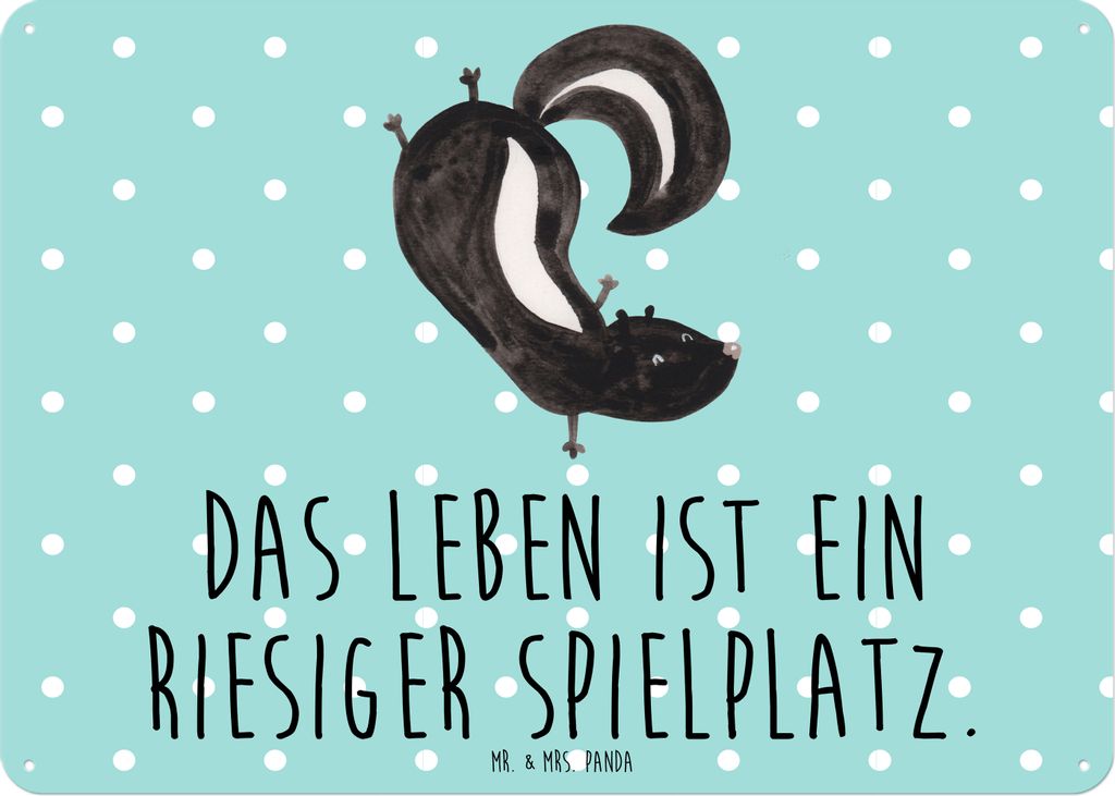 Mr. & Mrs. Panda tafel Stinktier Handstand DIN A6 - Türkis Pastell - Geschenk, Blechschild, Raubtier, Wildtier, Schild, Wandbild, Skunk, Stinker, ...