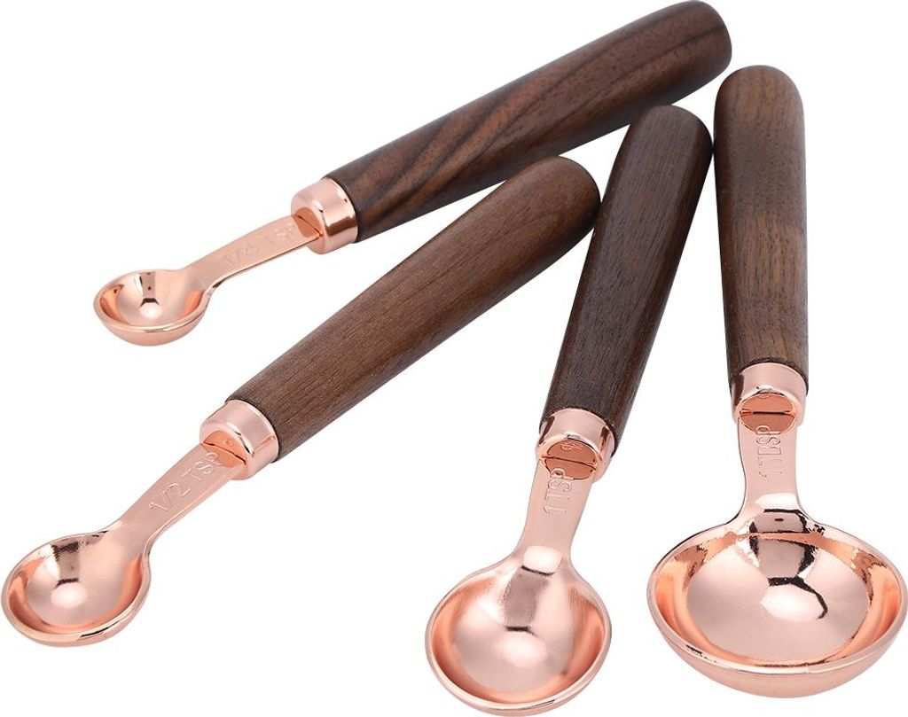 4PCS/Set Rose Gold Edelstahl Messbecher Messlöffel für Haushalt Küche Backen Gadget