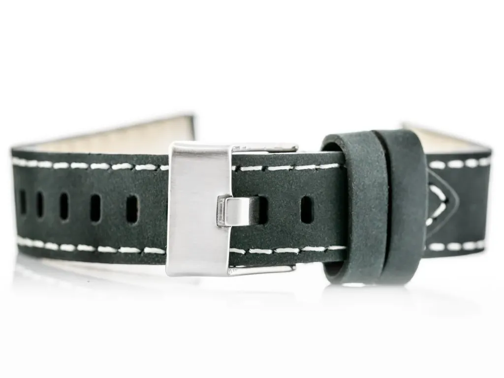 Cintura in pelle per l'orologio W25 - Grigio - 22 mm