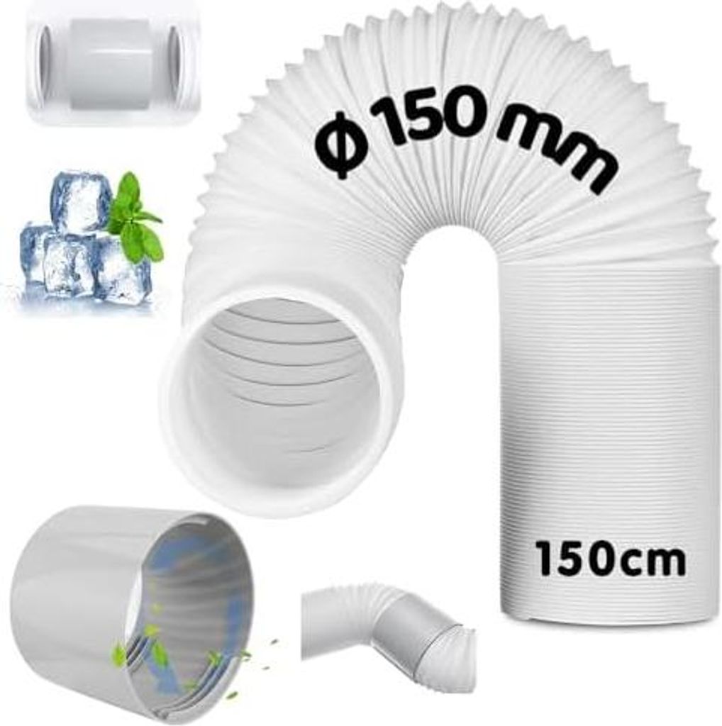 Abluftschlauch Klimagerät mit Adapter, Schlauch Klimaanlage Ø150mm Länge 150cm, Klimaanlage Abluftschlauch, Schlauchverlängerung Klimaanlage, f...