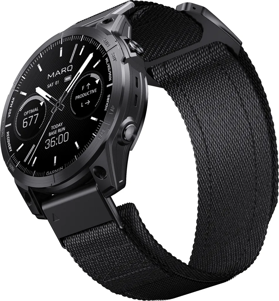 INF Cinturino in nylon intrecciato a sgancio rapido da 26 mm per orologi Garmin Nero