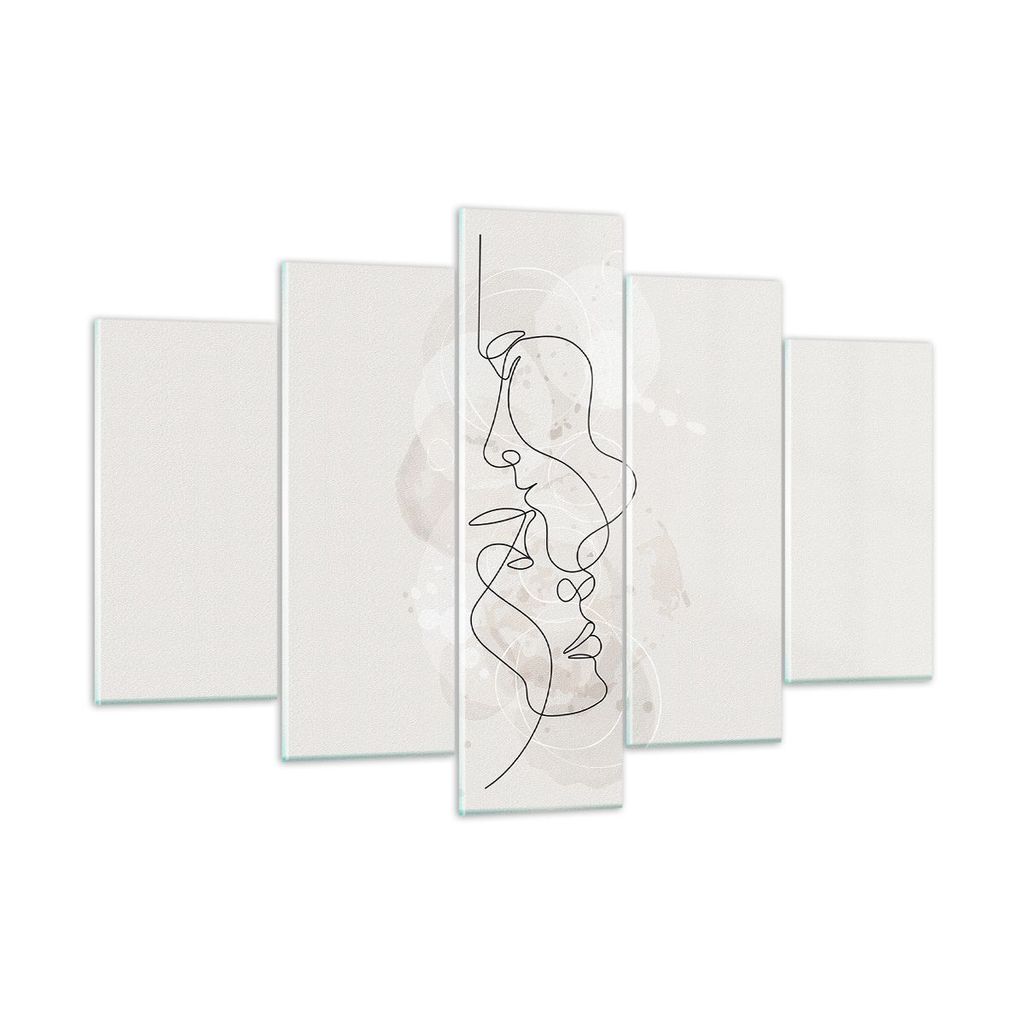 Bilder auf glas - 5 Teile - Einzeilig Mann Frau - 150x100cm - Glasbilder - Wandbilder - Bilder - zum Aufhängen bereit - Wanddekoration aus Glas - ...