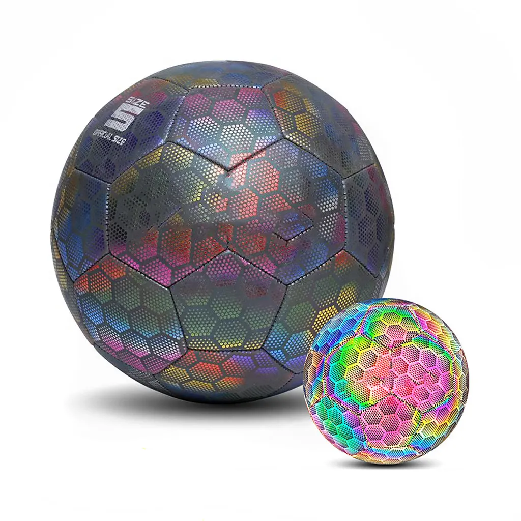 Ballon de Foot pour Match de Nuit Réfléchissant avec Pompe Incluse