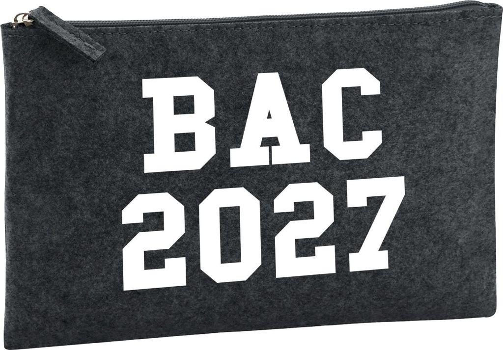 Huuraa Kulturbeutel BAC 2027 Abschluss Frankreich 1 Liter Charcoal Filz Kosmetiktasche Geschenkidee