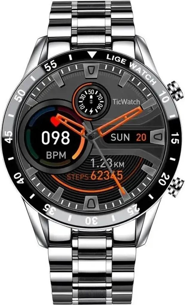 Montre Smart LIGE Luxury Argenté KP23957 - Tracker d'Activité Homme Chic