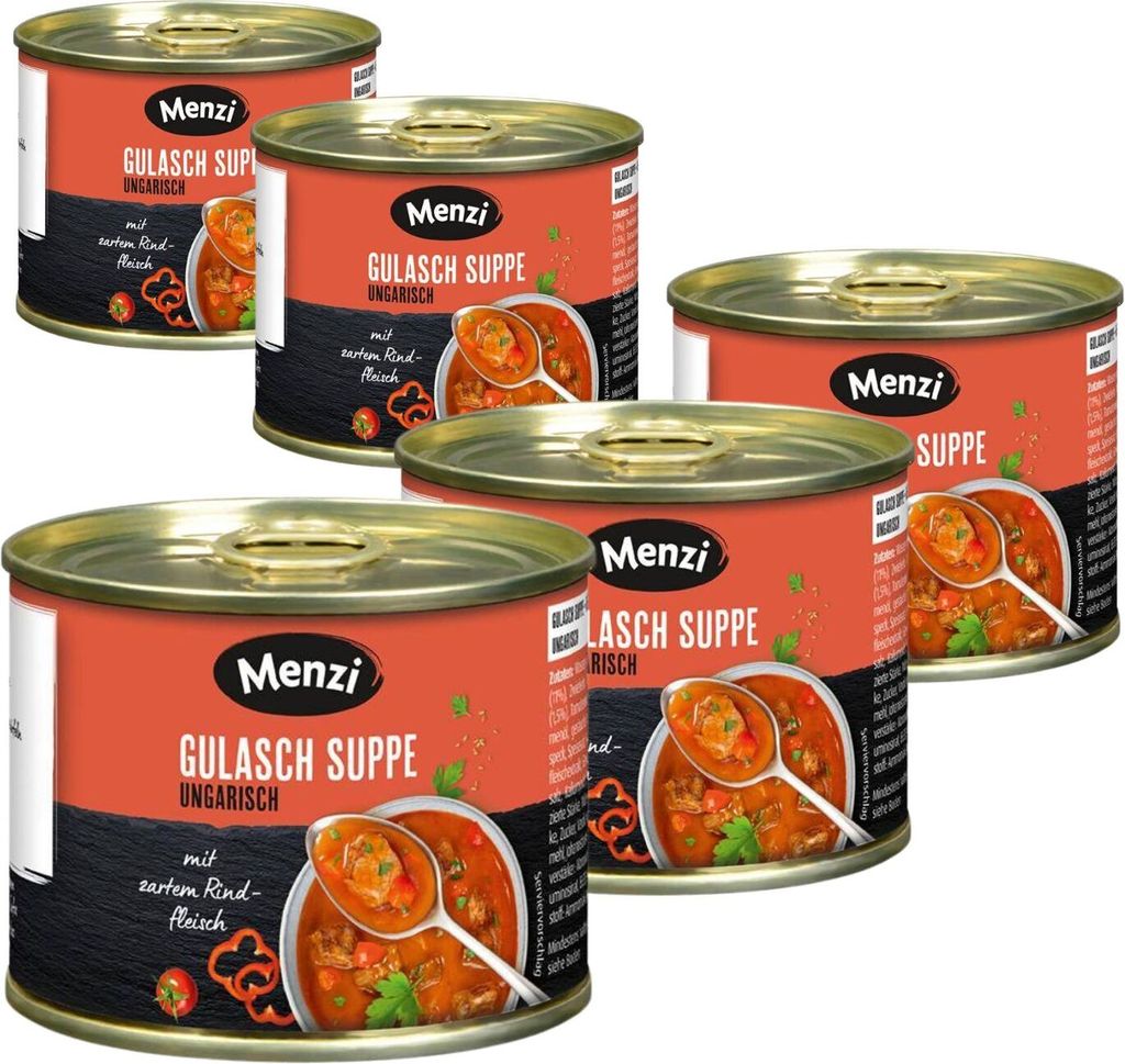 Menzi ungarische Gulasch Suppe  Dosensuppe 5x 200 ml Immagine del prodotto 