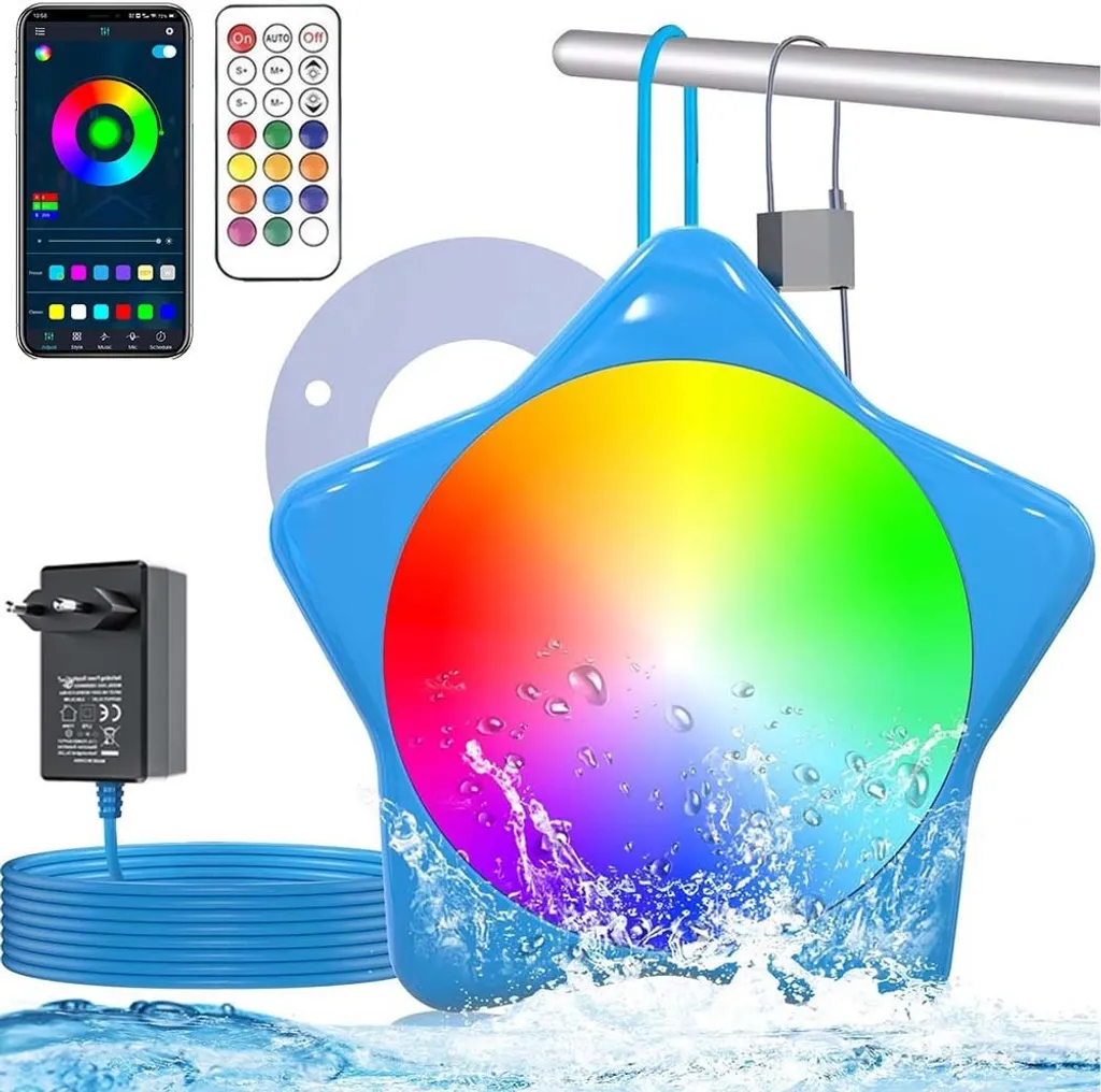 Projecteur de piscine LED RGB subaquatique IP68 contrôlable par App