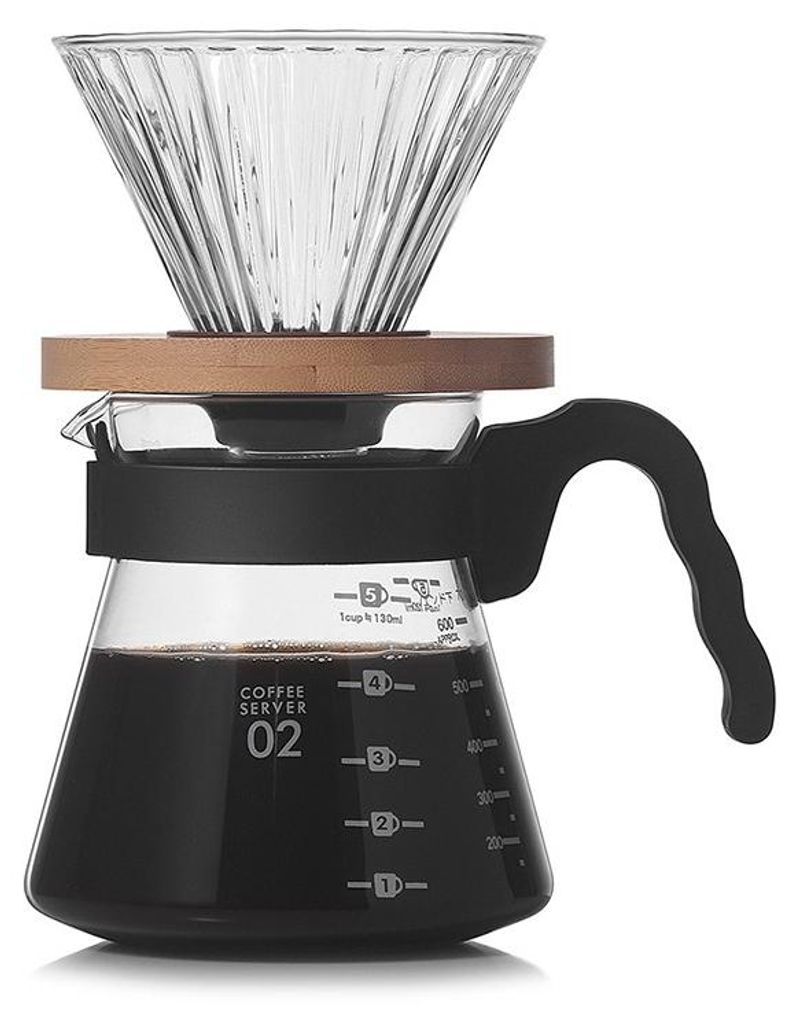 INF 600ml Borosilikatglas Kaffeekanne mit Filter, Hitzebeständige Kaffeemaschine