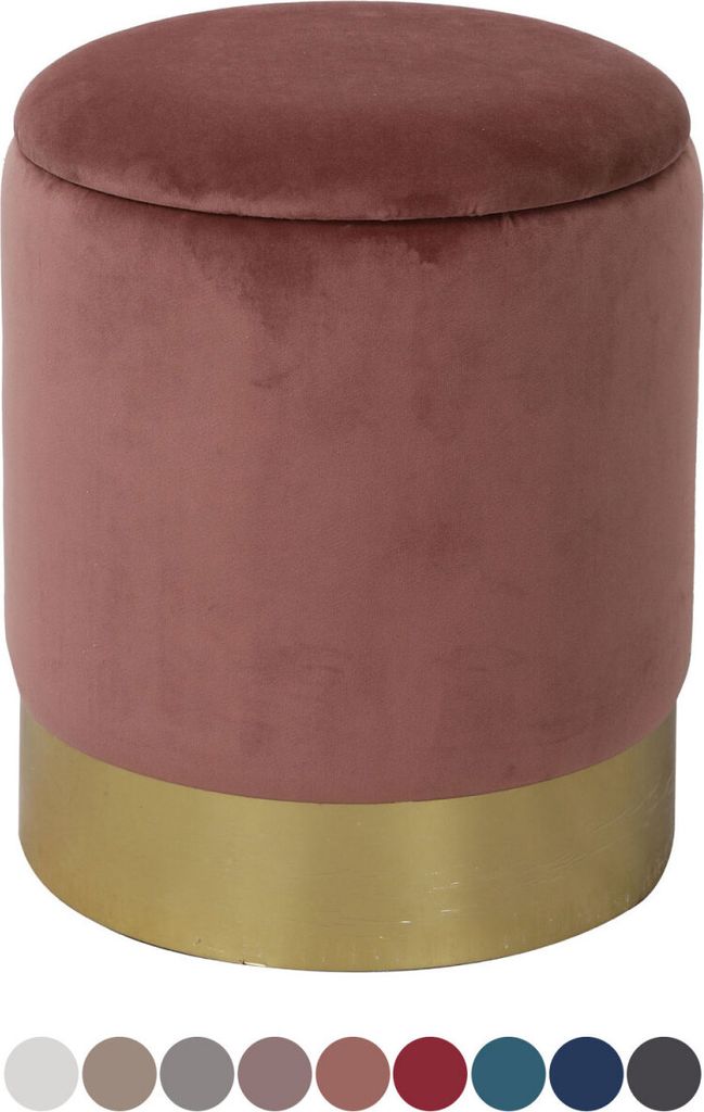 Soma Samthocker Sitzhocker Samt Pouf Sitzpouf Velour Hocker Hochwertig mit Stauraum u. Deckel Ø 31 H 38 c (BxHxL) 31 x 38 x 31 cm rose