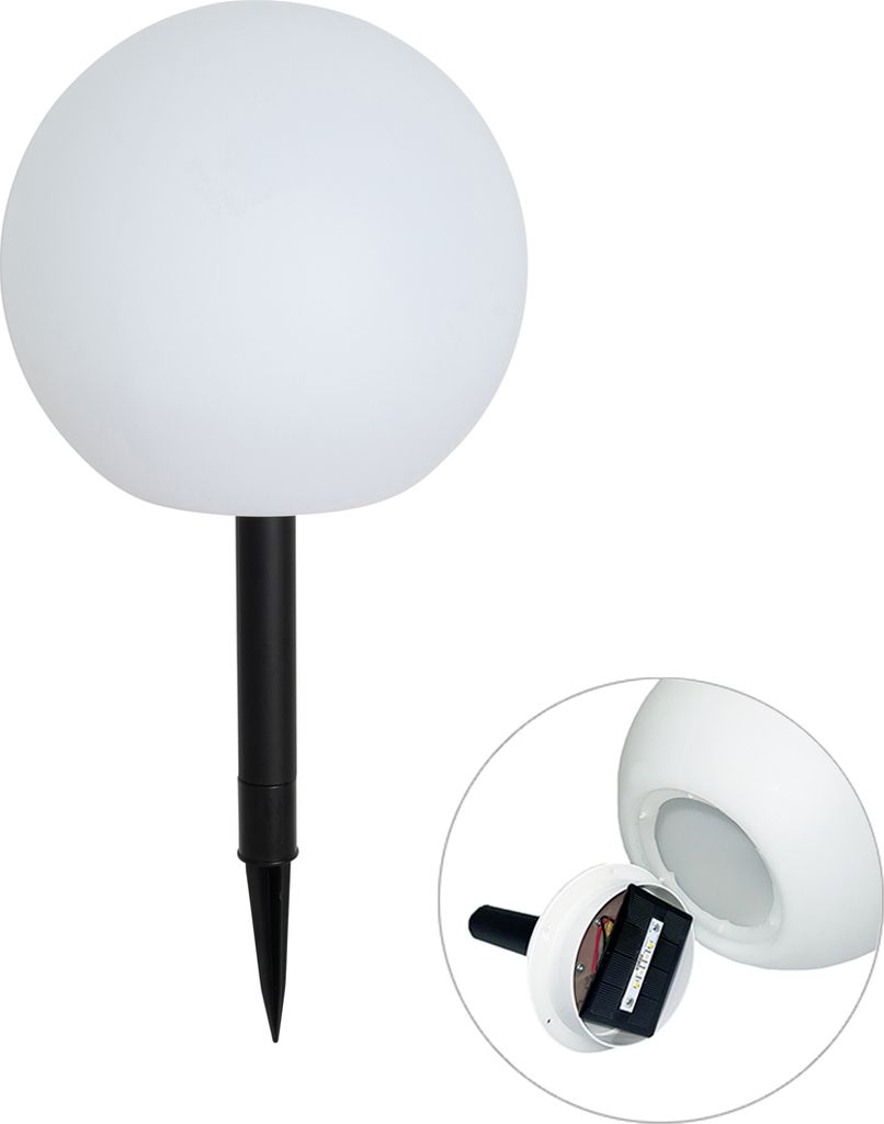 QAZQA - Modern Gartenleuchte weiß 25 cm inkl. LED IP44 Solar RGBW - Ludger I Außenbeleuchtung - Kunststoff Rund - I (nicht austauschbare) LED