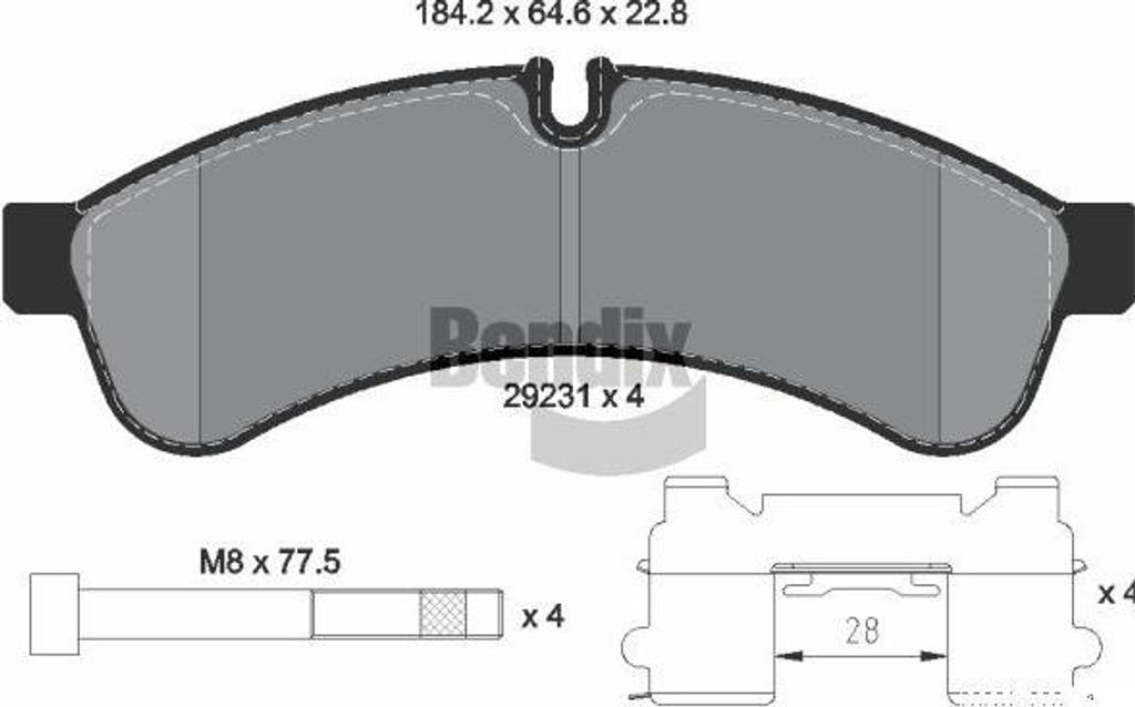 BENDIX Braking BPD1250 Bremsbelagsatz, Scheibenbremse OE 42555633 kompatibel mit Daily