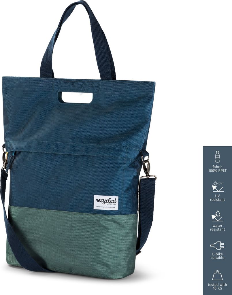 URBAN PROOF recycling Fahrradtasche SHOPPER 20L blau/grün Produktbild 