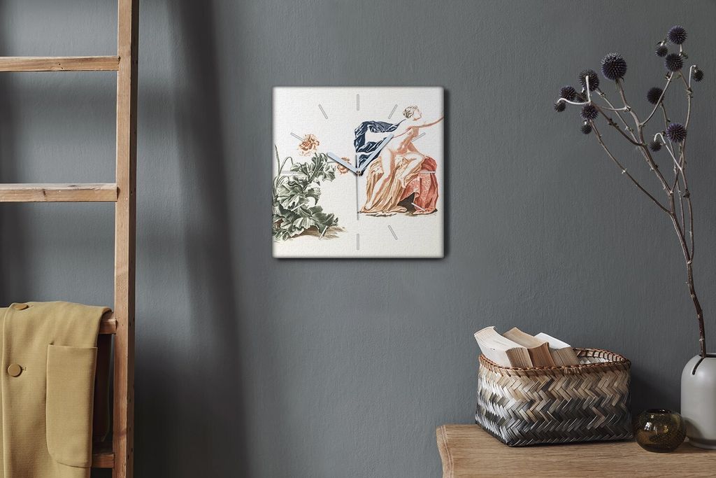 Coloray Hodiny Unikátní 30x30 cm Tiché hodiny Pro obývací pokoj a kuchyň Nástěnné hodiny Plátno Bílé ručičky hodin - Staré Řecko