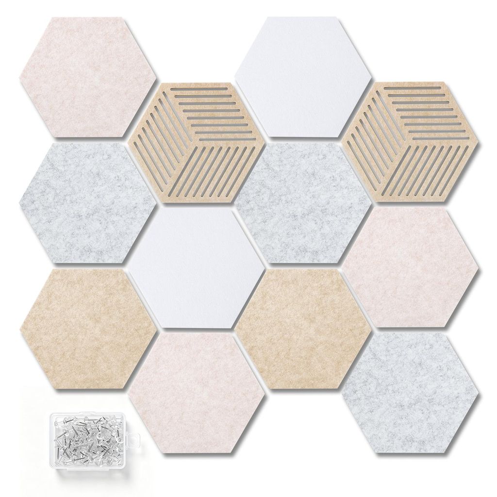 Panneau mural en feutre, lot de 12, plaques hexagonales Image du produit 