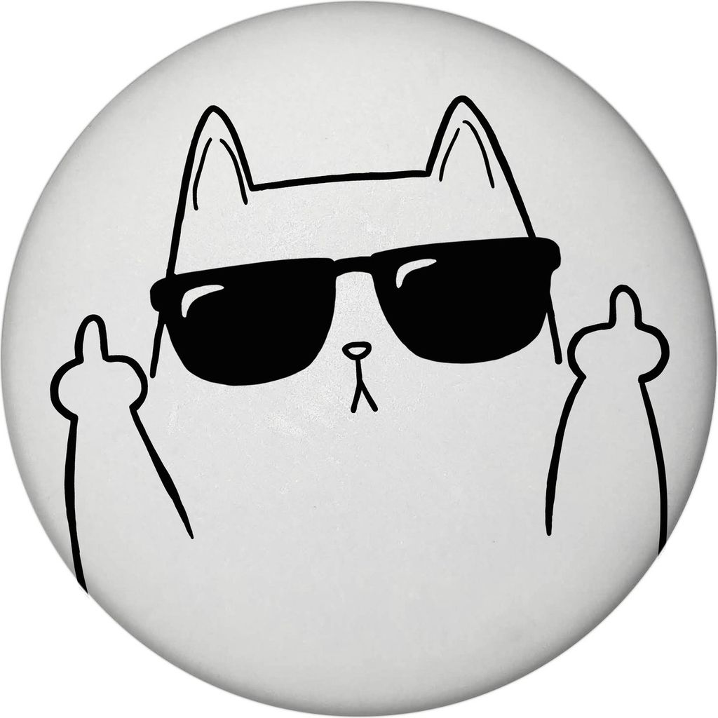 Katze mit Mittelfinger Magnet mit Flaschenöffner rund