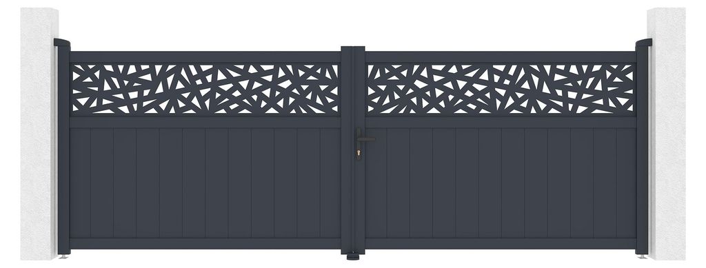 Flügeltor 4m DOLOMITE RUIVO H.140cm graues Aluminium