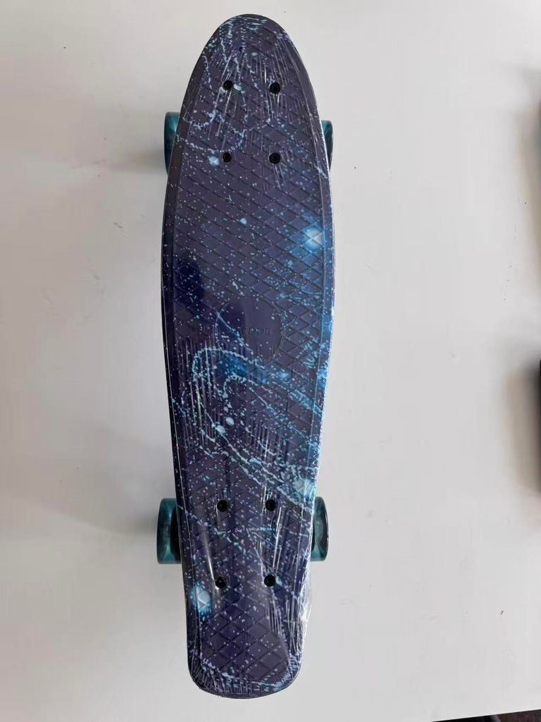 SGODDE 22" Mini Skateboards Cruiser Retro Skateboard Long-board for Kids Ages 6-12 with LED Wheels - Blau