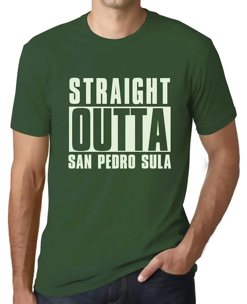 Herren Grafik T-Shirt Straight Outta San Pedro Sula Öko-Verantwortlich Vintage Jahrgang Kurzarm Lustige Druck Geburtstag Geschenk Mann