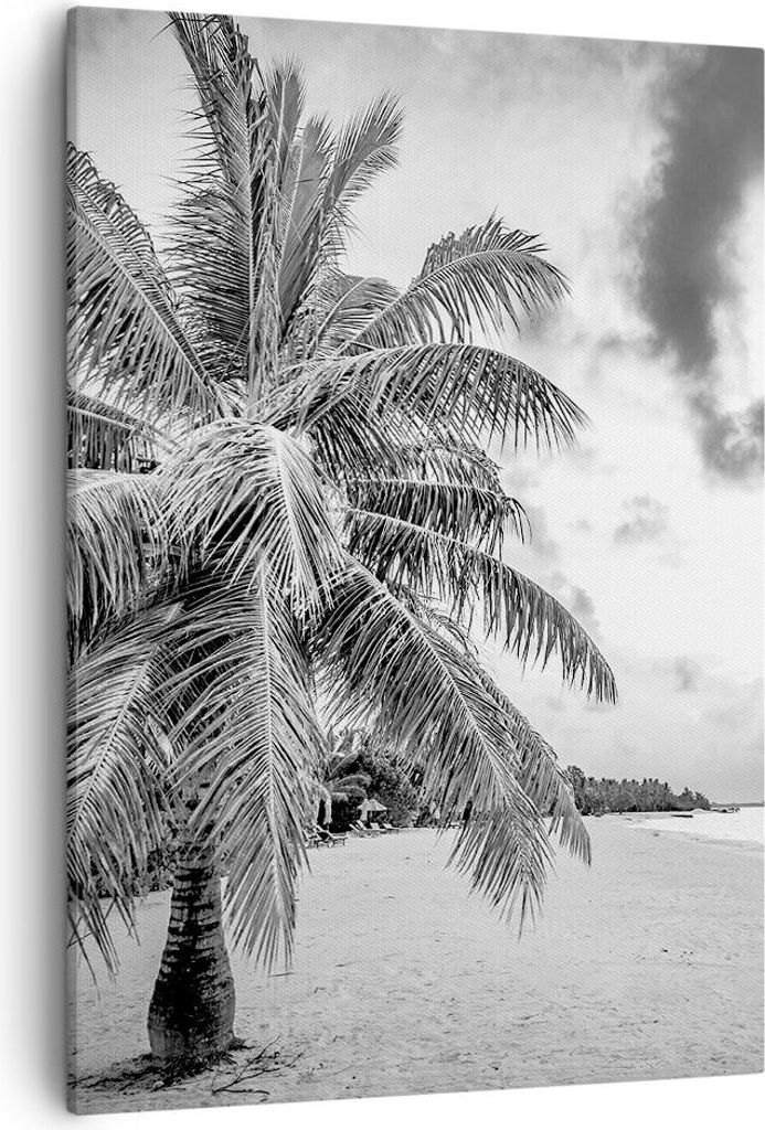 Bild auf Leinwand - Leinwandbild - Einteilig - Monochrom Strand Wolken - 50x70cm - Wand Bild - Wanddeko - Wandbilder - Leinwanddruck - Wanddekorati...