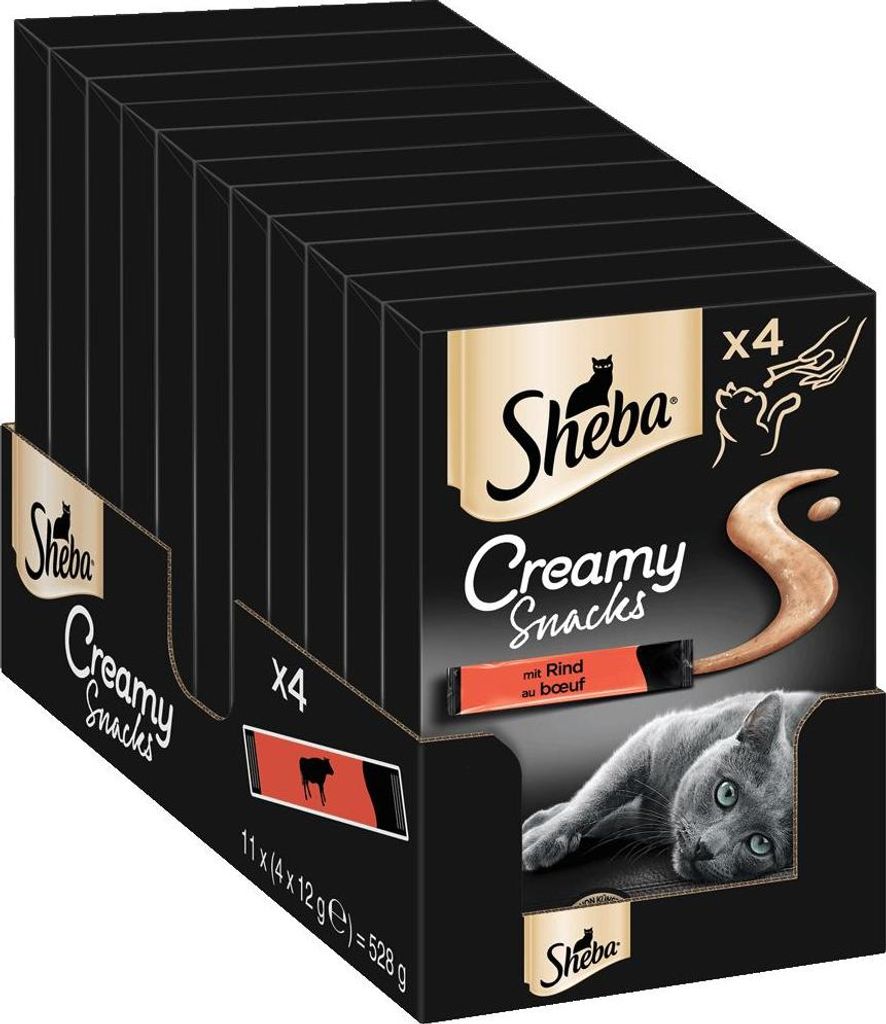 SHEBA Beutel Multipack Creamy Snacks mit Rind 11 x 4 x 12g