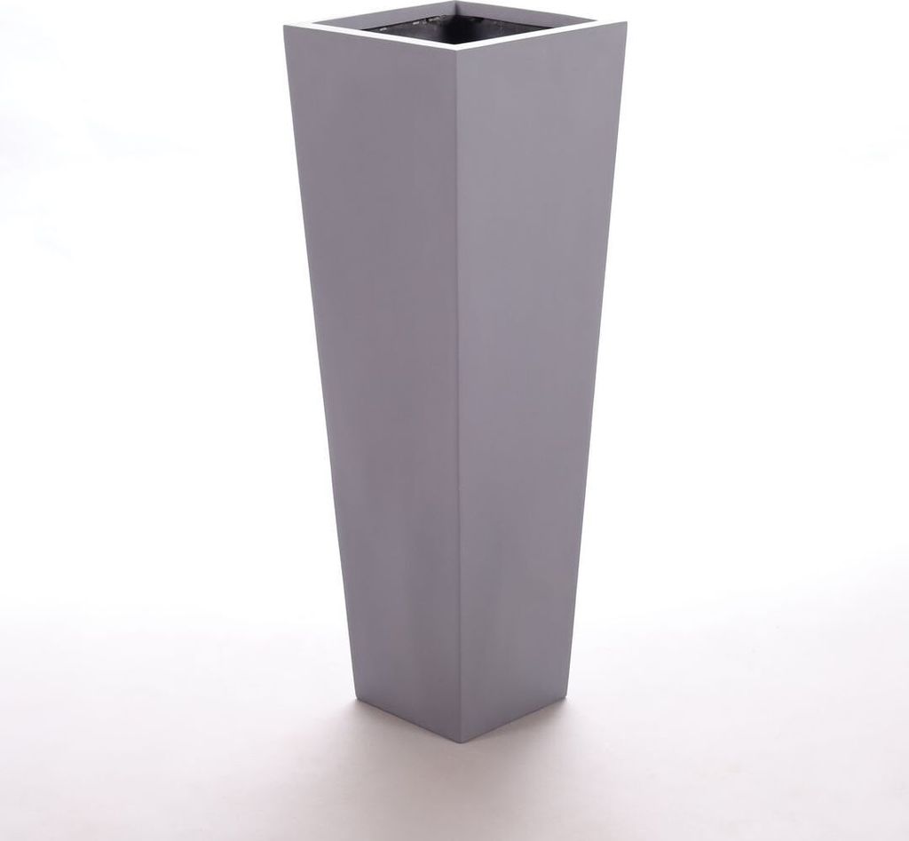 Elegant Einrichten | Pflanzkübel | Fiberglas | säule | konisch | 38x38x100cm | grau.