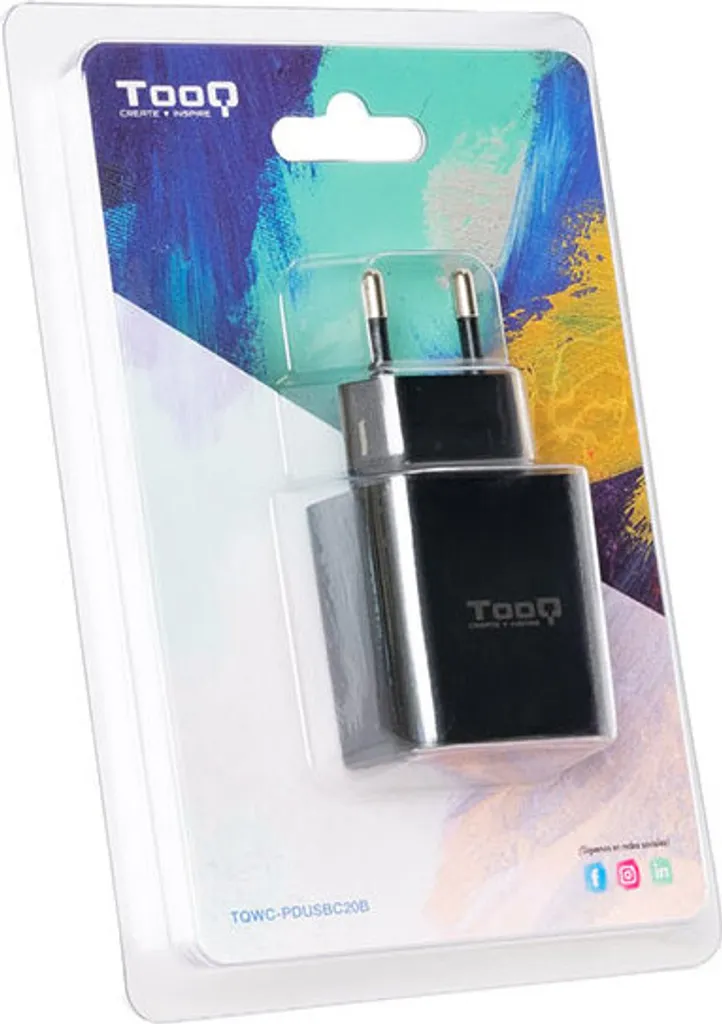 TooQ TQWC-PDUSBC20B - Adattatore di Alimentazione USB-C 20W per Ufficio