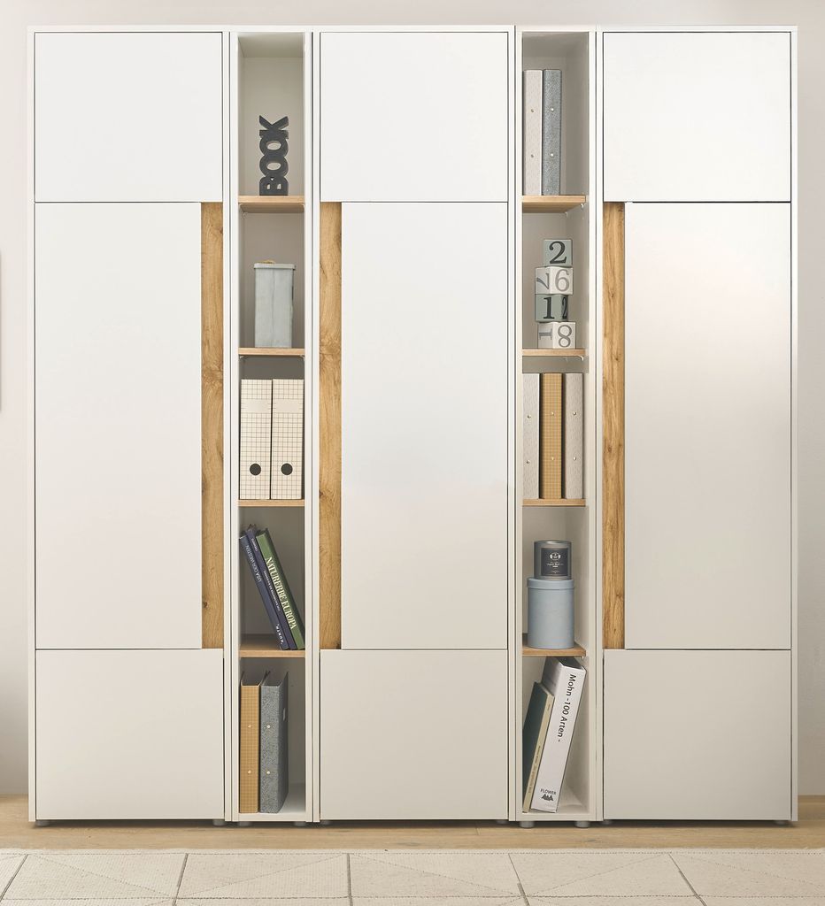 Aktenschrank Set Center in weiß und Wotan Eiche Produktbild 