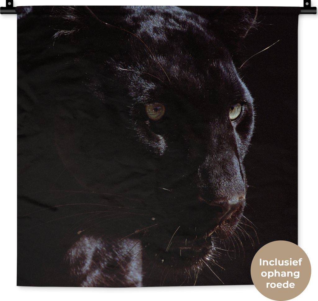 MuchoWow Wandteppich Wandbehang Panther - Tier - Schwarz 60x60 cm Tapisserie Dekoration Wandtuch - Dekorationen - Wand Decke