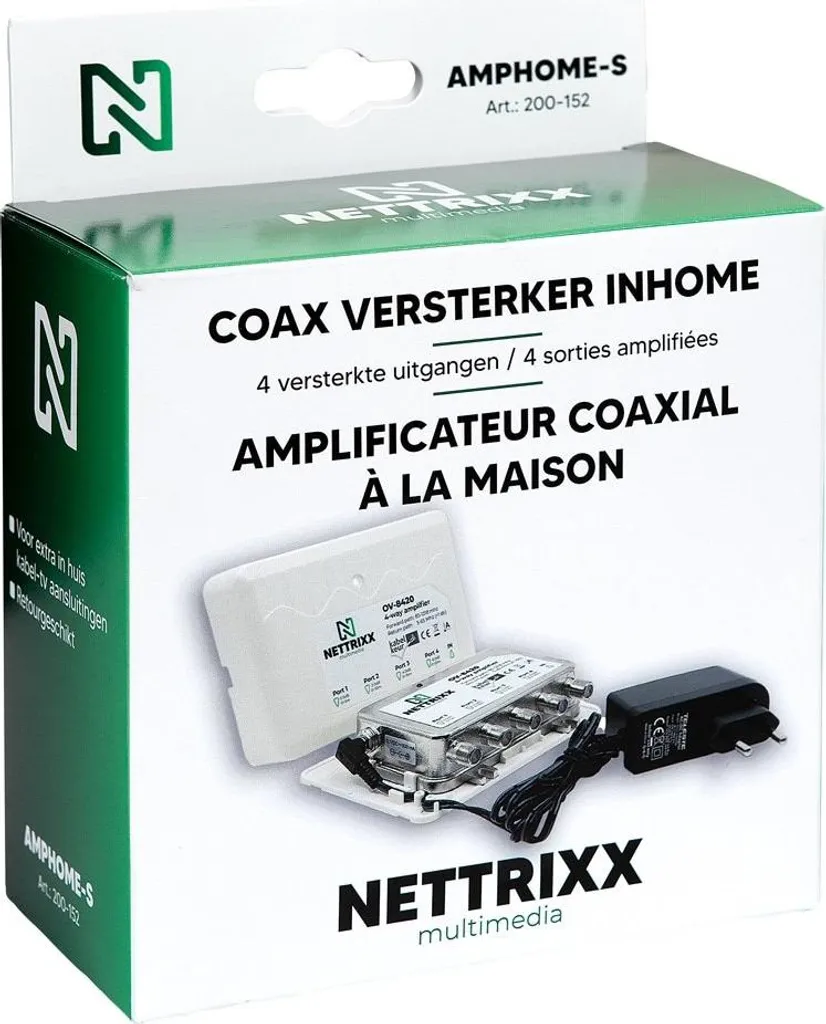 Amplificateur coaxial NETTRIXX Inhome 4 sorties amplifiées - Réf 200152