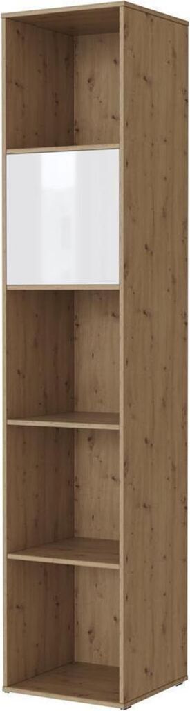 SMARTBett Standregal, Würfelregal für Wohnzimmer, Kinderzimmer, Schlafzimmer und Büro | Regal Wildeiche + 1 Tür Weiss Hochglanz