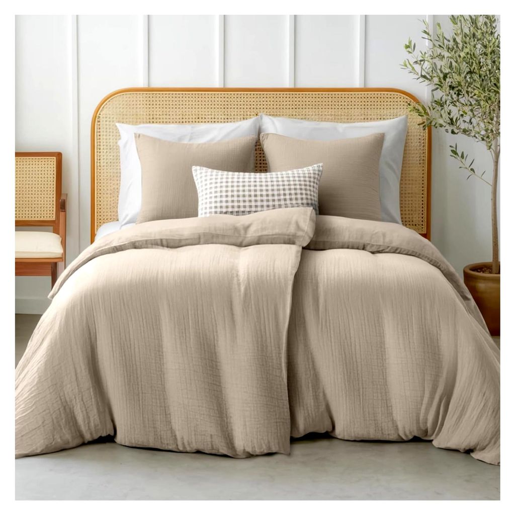 Musselin Bettwäsche 135x200 cm aus 100% Baumwolle – Set mit 2 Bettbezügen und 2 Kissenbezügen 80x80 cm – Bettwäsche mit Reißverschluss ...