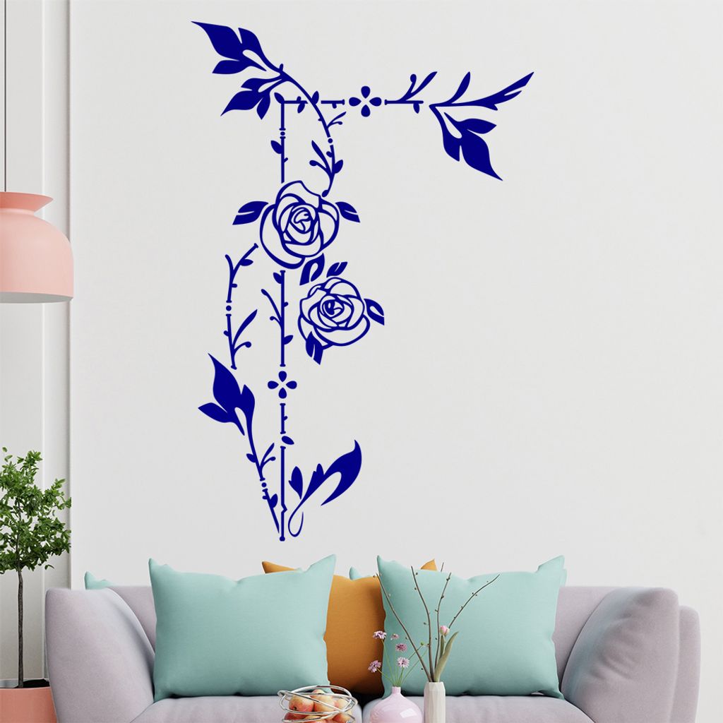 Rosenranke - Linien Wandtattoo in 6 Größen - Wandaufkleber Wall Sticker - Dekoration, Küche, Wohnzimmer, Schlafzimmer, Badezimmer