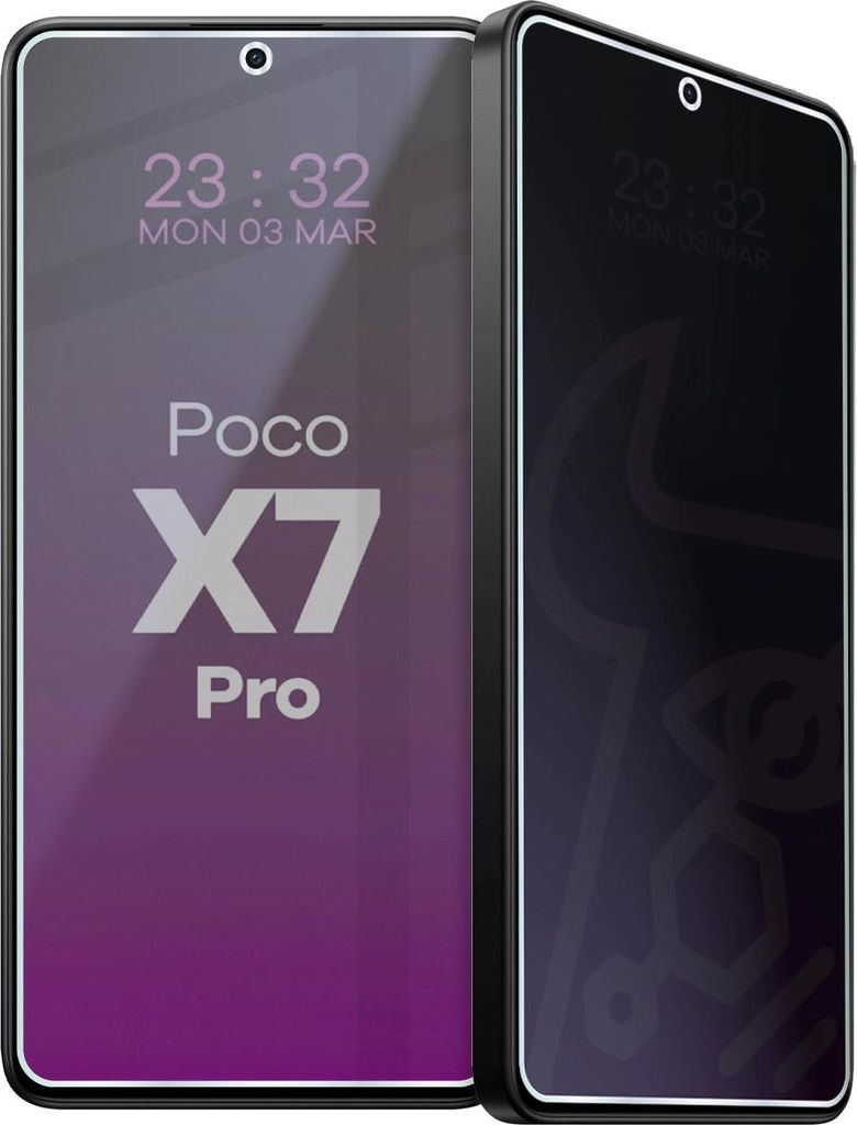 Hybridglas mit Privatschutzfilter für Xiaomi Poco X7 Pro, Bizon Glass Mule Shadow, Matt