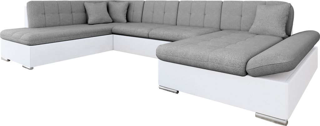 MIRJAN24 Ecksofa Bergen mit Bettkasten, Regulierbare Armlehnen, U-Form Schlafsofa vom Hersteller, Wohnlandschaft (Farbe: Soft 017 + Soul 17, Ecksof...