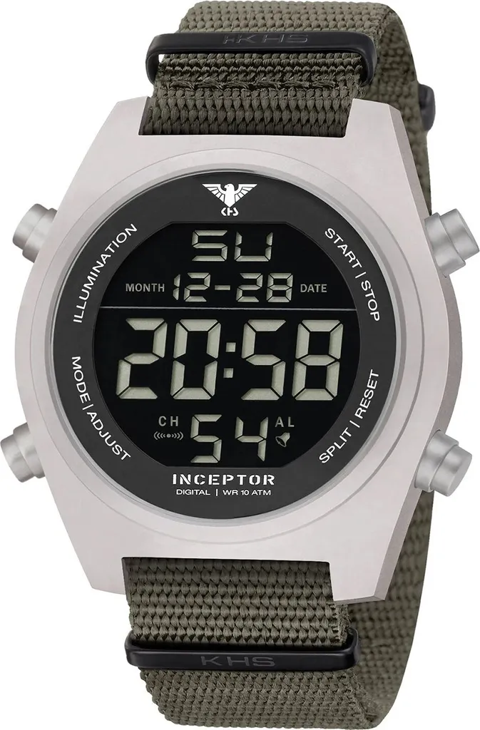 Montre Homme Inceptor Steel Digital KHS en acier avec éclairage nocturne