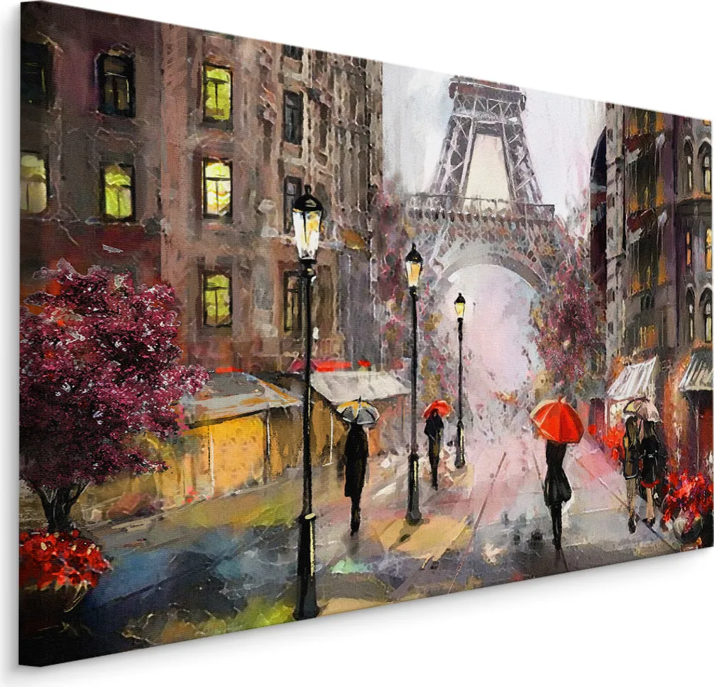 Poster Parigi su Tela 120x80 cm | Quadro Moderno Torre Eiffel XXL