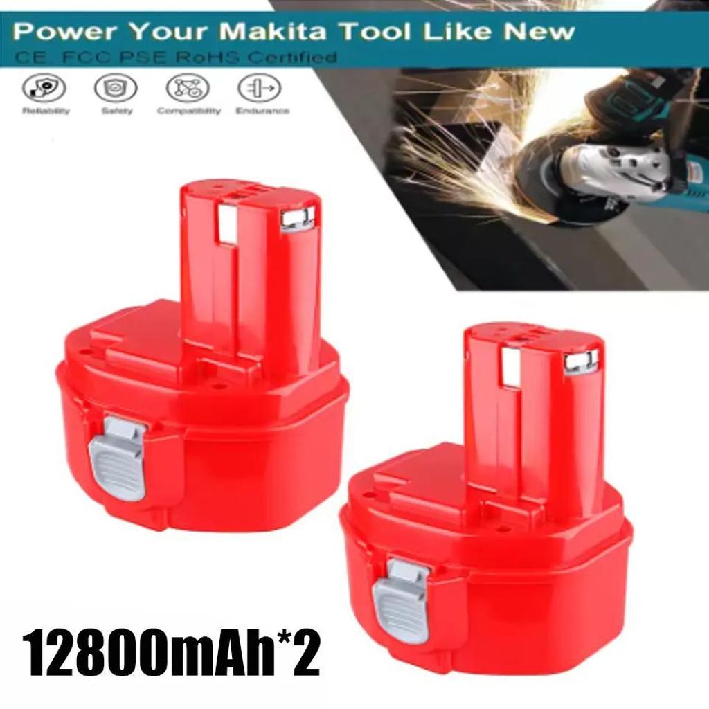 Akku 14,4 V PA14 - Ersatzakku Bohrschrauber - 12,8 Ah Hochkapazität Ni-MH - 2er Set - Kompatibel Mit 1422 1420 1433 1434 1435 1435F 6337D 6281D 62...
