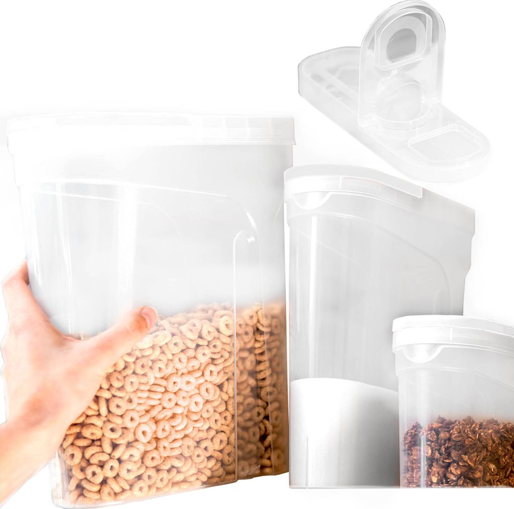 Set 1-4 L Aufbewahrungsbox Küche Behälter aus Plastik Mit Deckel, Vorratsgläser zur Aufbewahrung Lebensmittel, Vorratsdose Küchenorganizer, Vor...