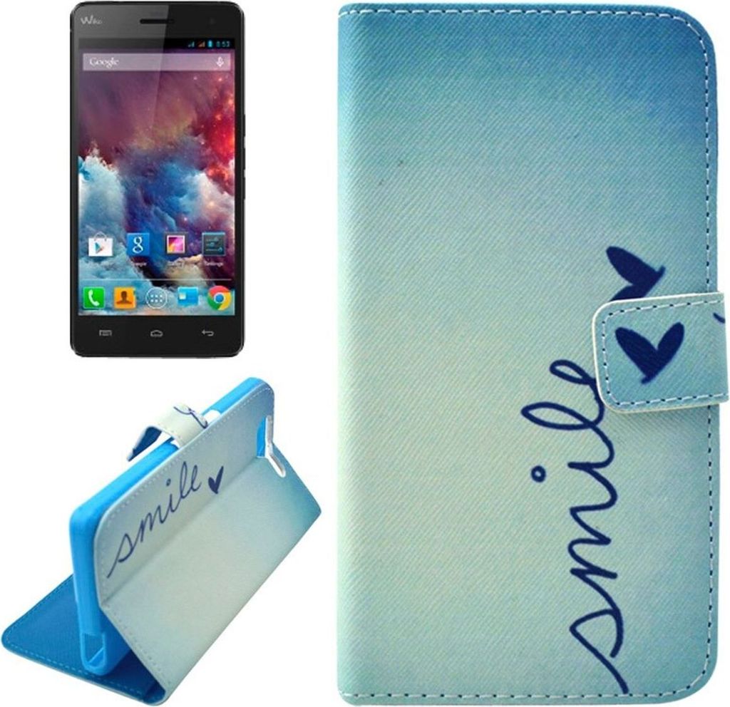 Handyhülle Tasche für Handy Wiko Highway Schriftzug Smile