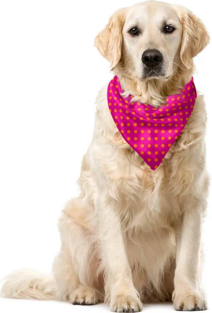 Bandana per Cani ABAKUHAUS 55x55 cm Lavabile | Pois Rosa Arancione