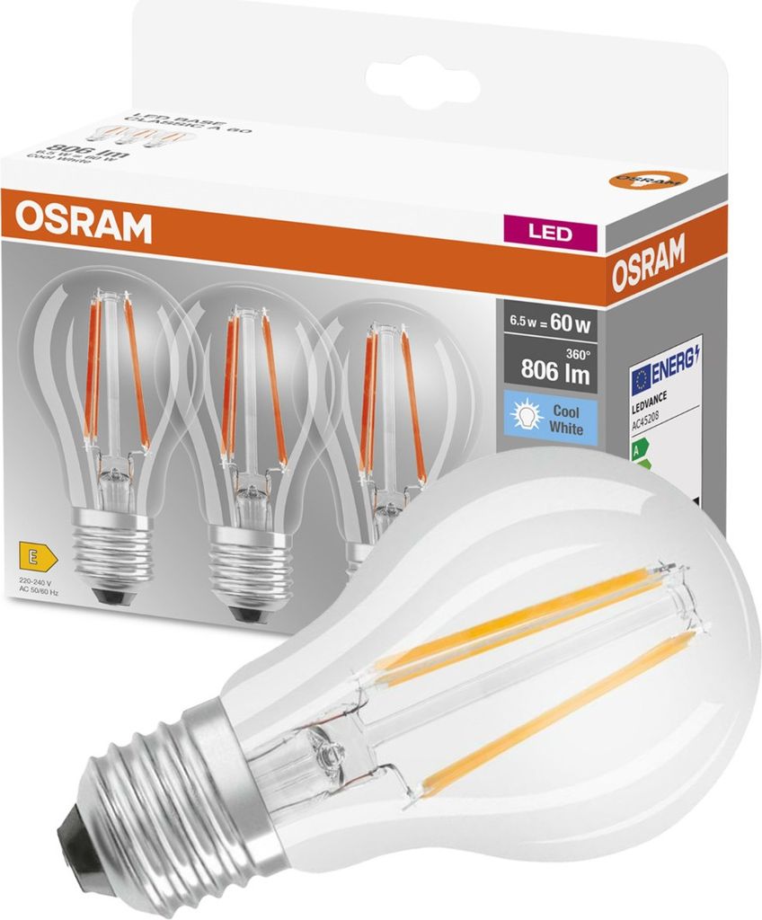 LEDVANCE 1214473, 6 W, E27, 806 lm, 15000 h, Zimne białe Zdjęcie produktu 
